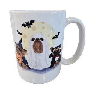 Halloween Dog coffee Mug With Ghost Pumpkin & Bat Design